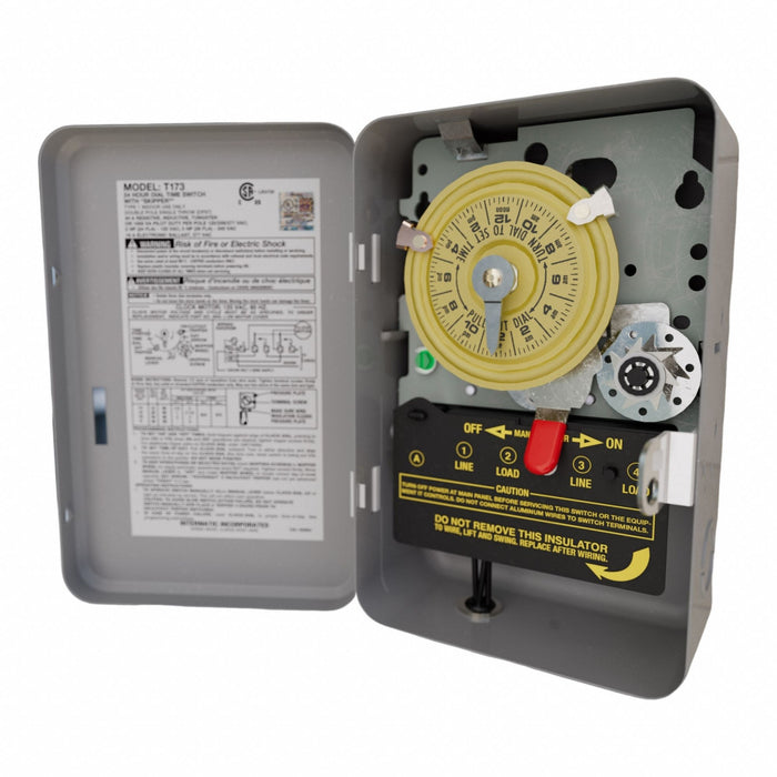 Electromechanical Timer 24 hr Gray Metal