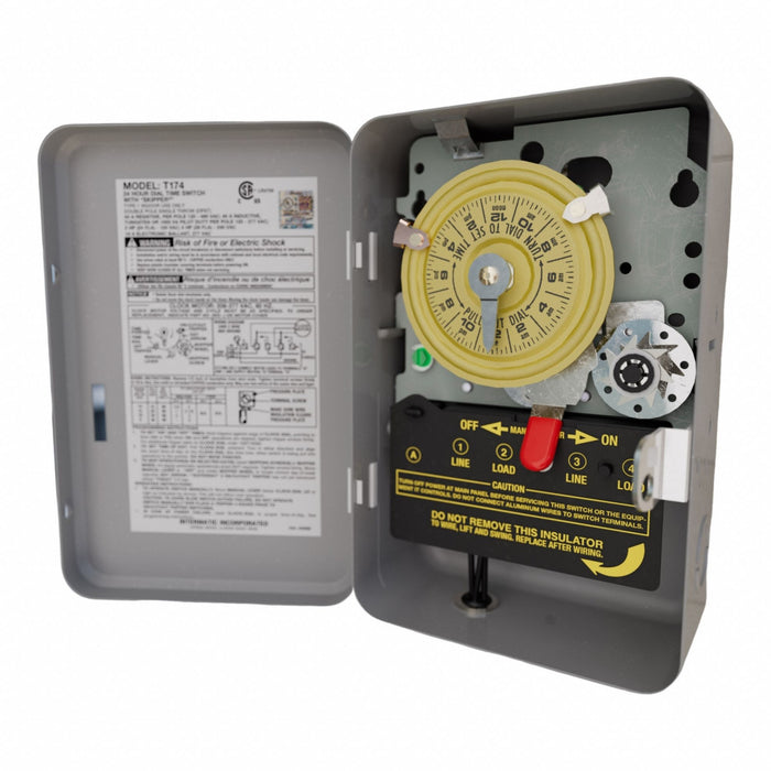 Electromechanical Timer 24 hr Gray Metal