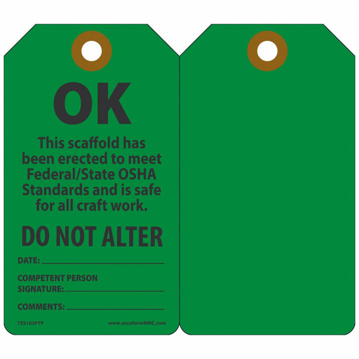 Tag Green Plastic 5-3/4inH 3-1/4inW PK25