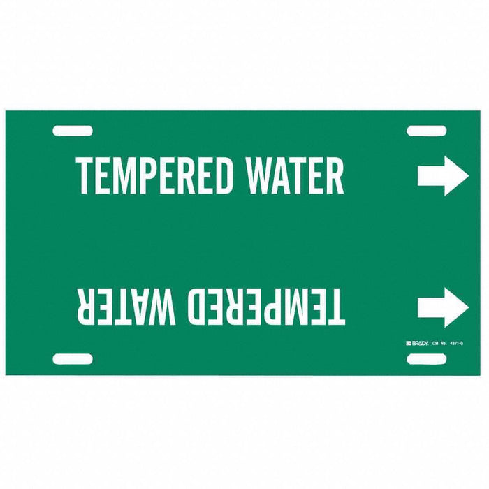 Pipe Marker Tempered Water 10in H 24in W