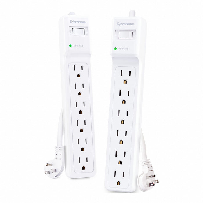 OutletStrip White 9-23/32in 6Outlets PK2