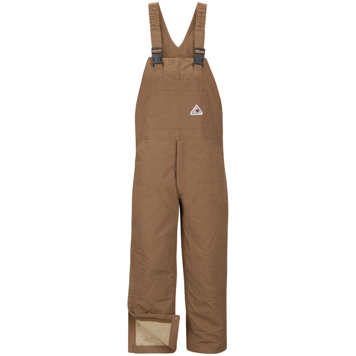 Men's Heavyweight FR Insulated Brown Duck  Bib Overall with Knee Zip