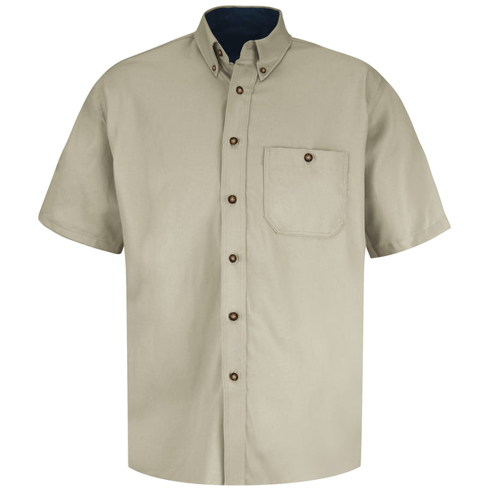 Men's Short Sleeve Cotton Contrast Dress Shirt