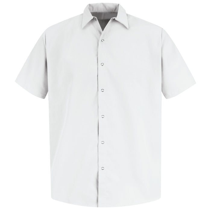 Men's Short Sleeve Specialized Pocketless Polyester Work Shirt