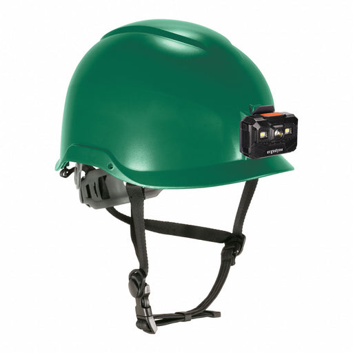 Green Safety Helmet with LED Light