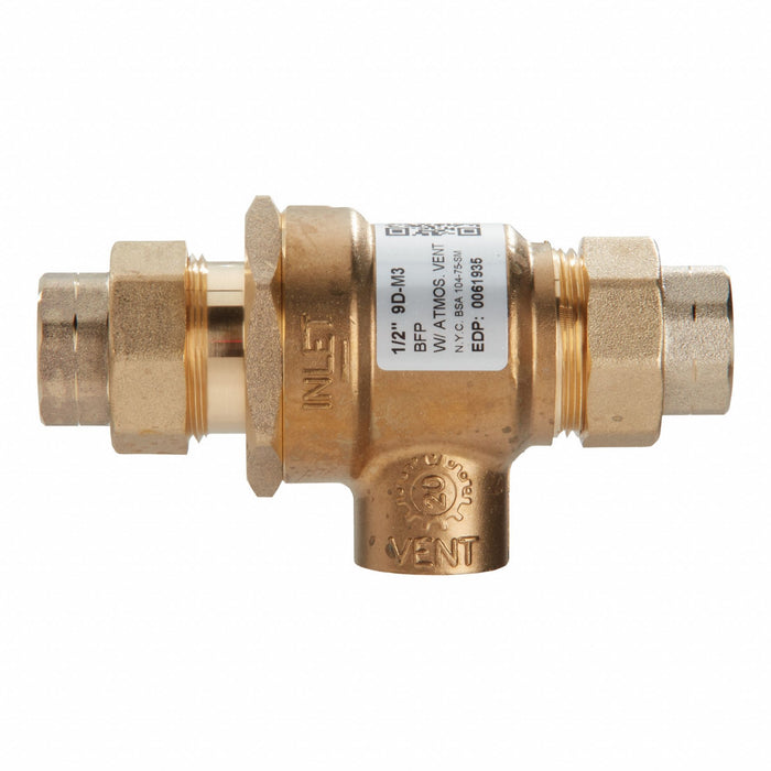 Dual Check Valve w Port Bronze 1/2 FNPT