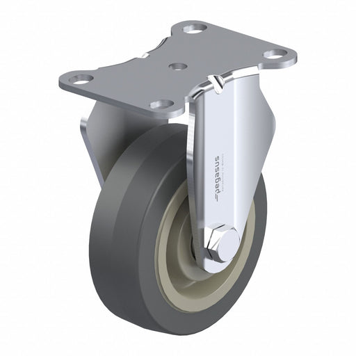 Plate Caster Rigid Rubber 4 11/16 H