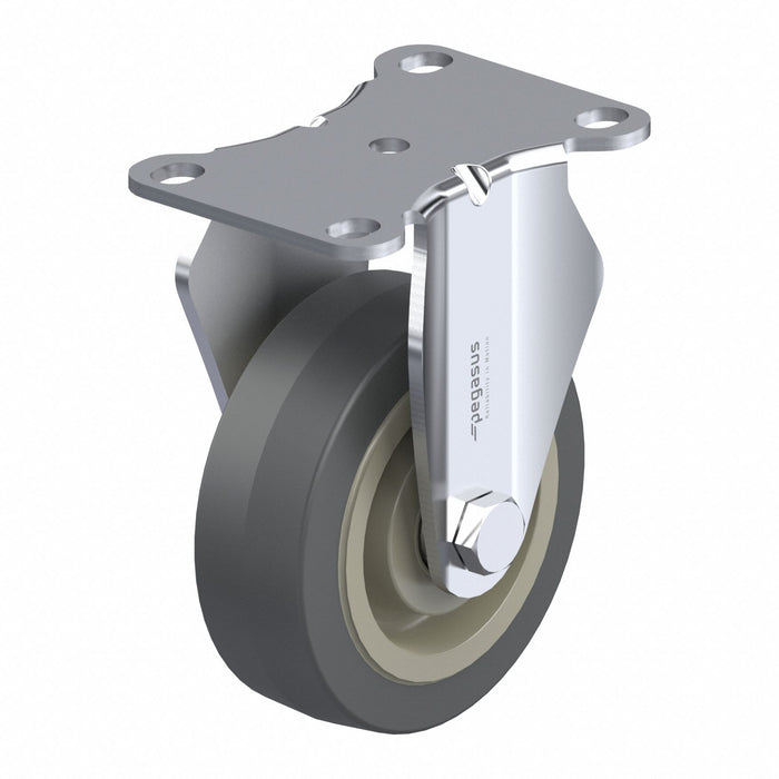 Plate Caster Rigid Rubber 4 11/16 H
