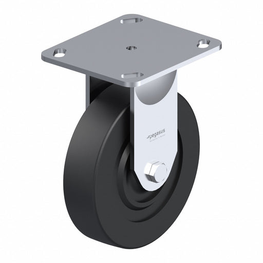 Plate Caster Rigid Rubber 6 3/16 H