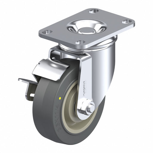 Plate Caster Swivel Rubber 4 11/16 H