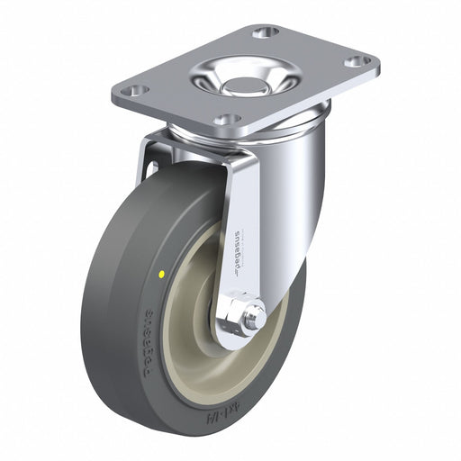 Plate Caster Swivel Rubber 5 1/8 H
