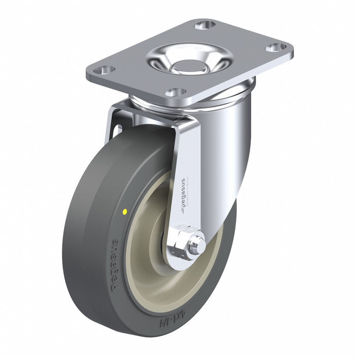 Plate Caster Swivel Rubber 5 1/8 H