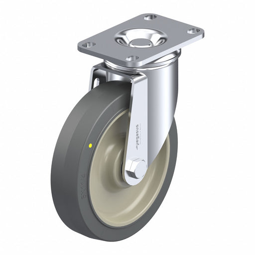Plate Caster Swivel Rubber 6 3/16 H