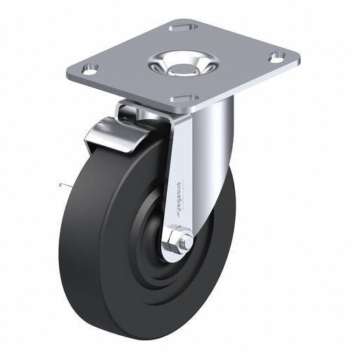 Plate Caster Swivel Rubber 6 3/16 H