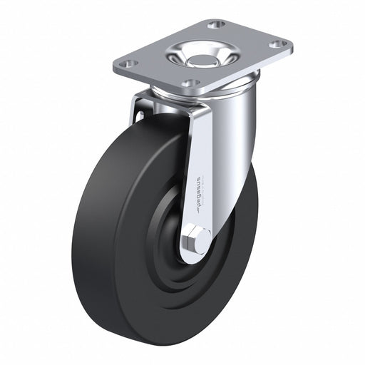 Plate Caster Swivel Rubber 6 3/16 H