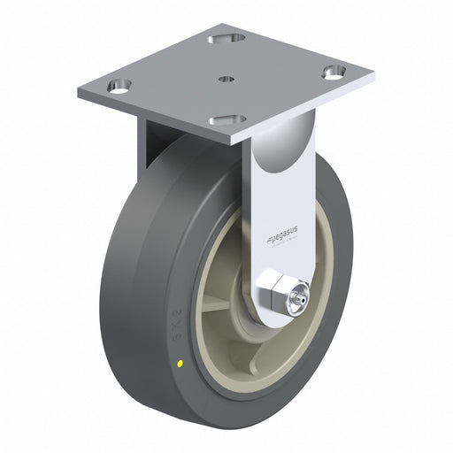 Plate Caster Rigid Rubber 7 1/4 H