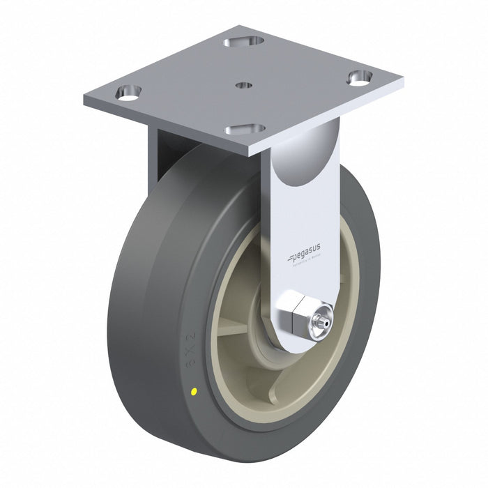 Plate Caster Rigid Rubber 7 1/4 H