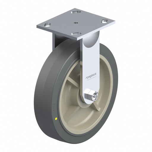 Plate Caster Rigid Rubber 9 1/2 H