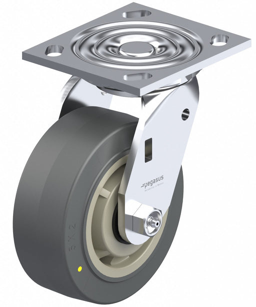 Plate Caster Swivel Rubber 6 1/2 H