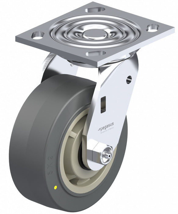 Plate Caster Swivel Rubber 6 1/2 H
