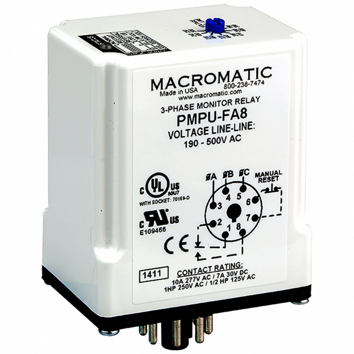Phase Monitor Relay 8 Pins 190-500V AC