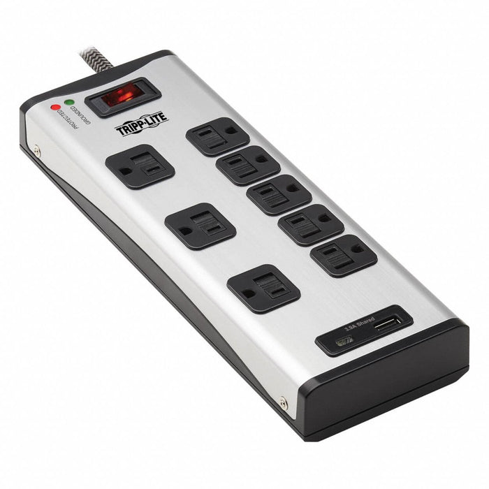 OutletStrip Blk/Sil 10-19/32in 8 Outlets