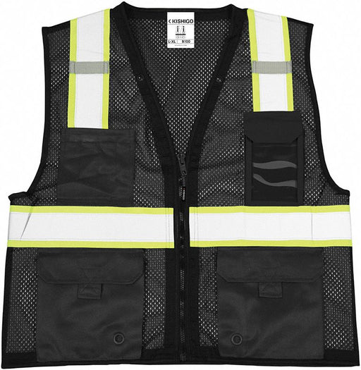 Safety Vest Zipper Black L/XL