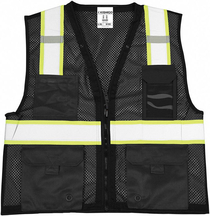 Safety Vest Zipper Black L/XL