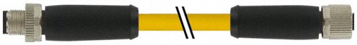 Cordset Straight M12 Yellow 16 AWG 12 A